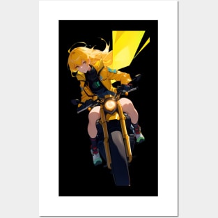 Capture Speed and Style with our Collection of Girl on Motorcycle Printed Items Posters and Art